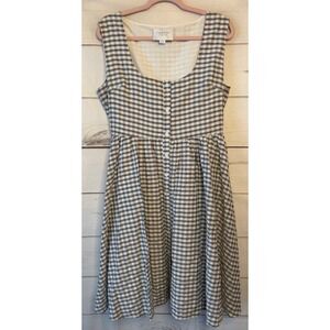 The Shirt Rochelle Behrens Grey Gingham Button Front Sleeveless Midi Dress XL